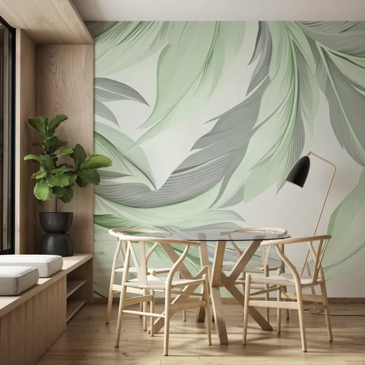 murales de pared Hojas grandes w08398v2