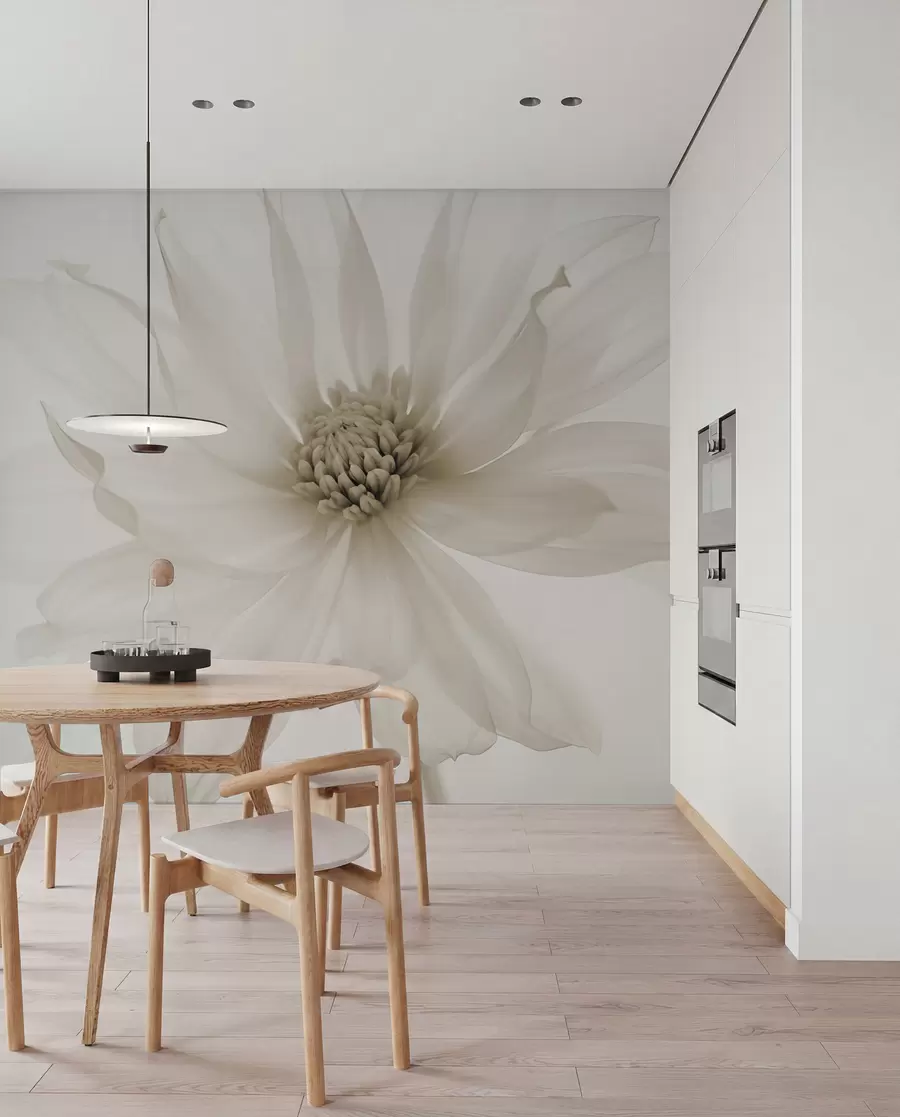 murales de pared Delicada flor beige sobre fondo claro w02077v1