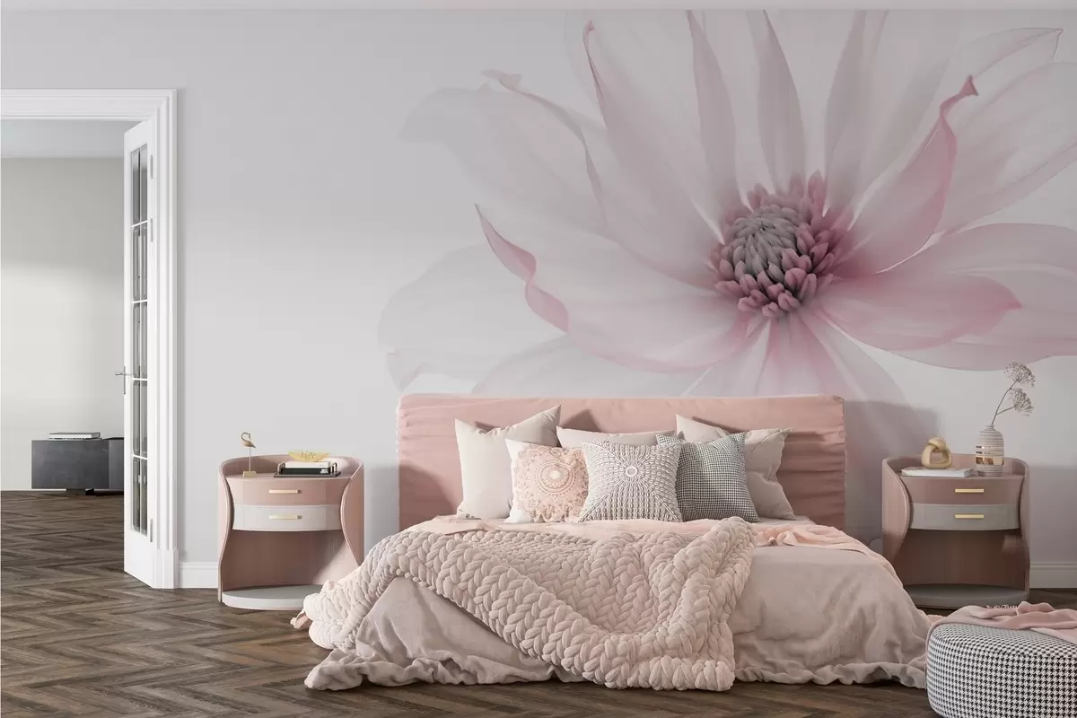murales de pared Delicada flor rosa sobre fondo claro w02077v2