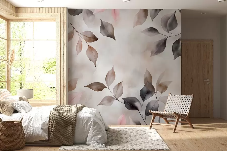 murales de pared Delicado follaje de acuarela w02069v1