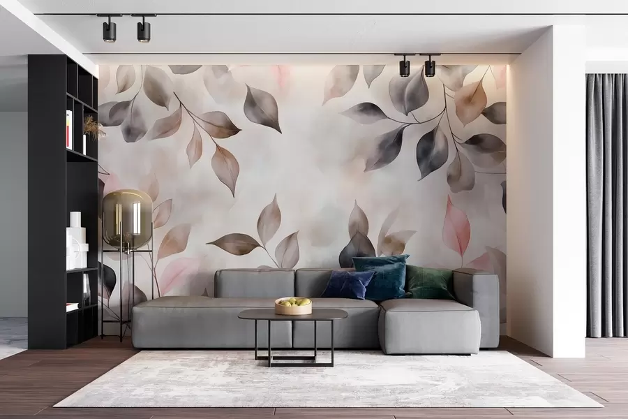 murales de pared Delicado follaje de acuarela w02069v1