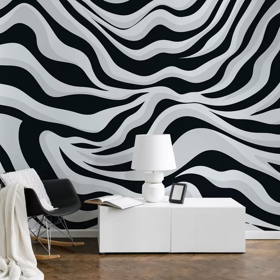 murales de pared Líneas onduladas de tres colores w02109