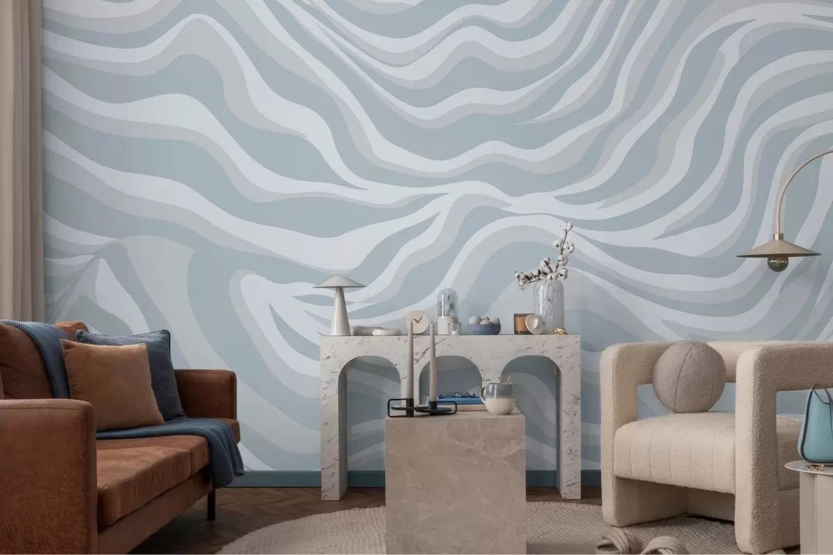 murales de pared Líneas onduladas de tres colores w02109v1