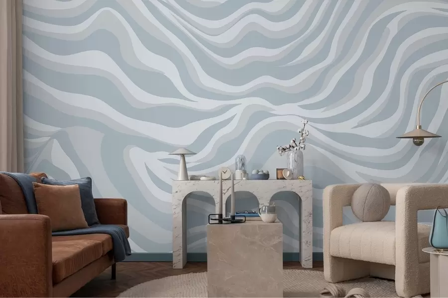 murales de pared Líneas onduladas de tres colores w02109v1