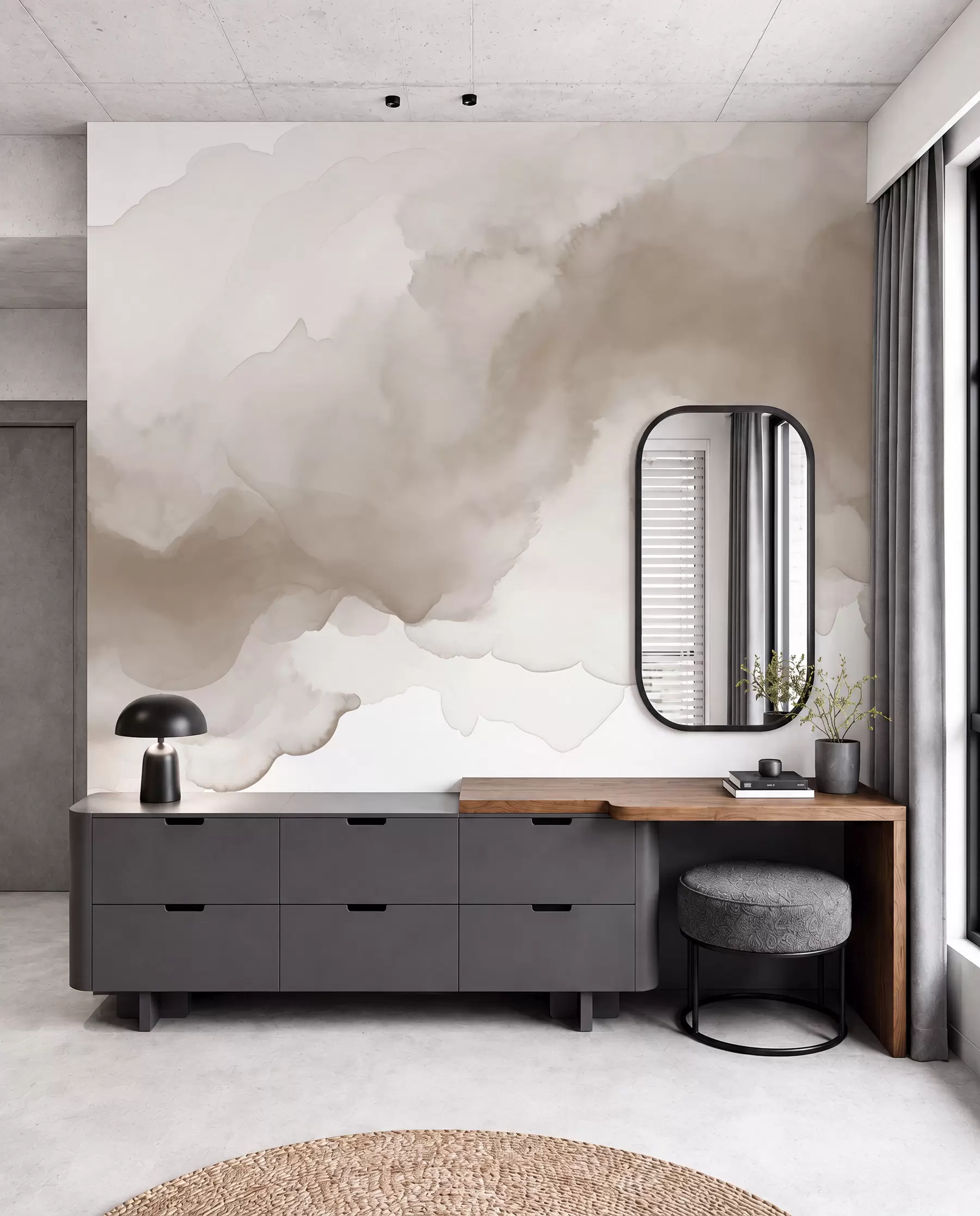 murales de pared Fluir de acuarela topo w02114v1