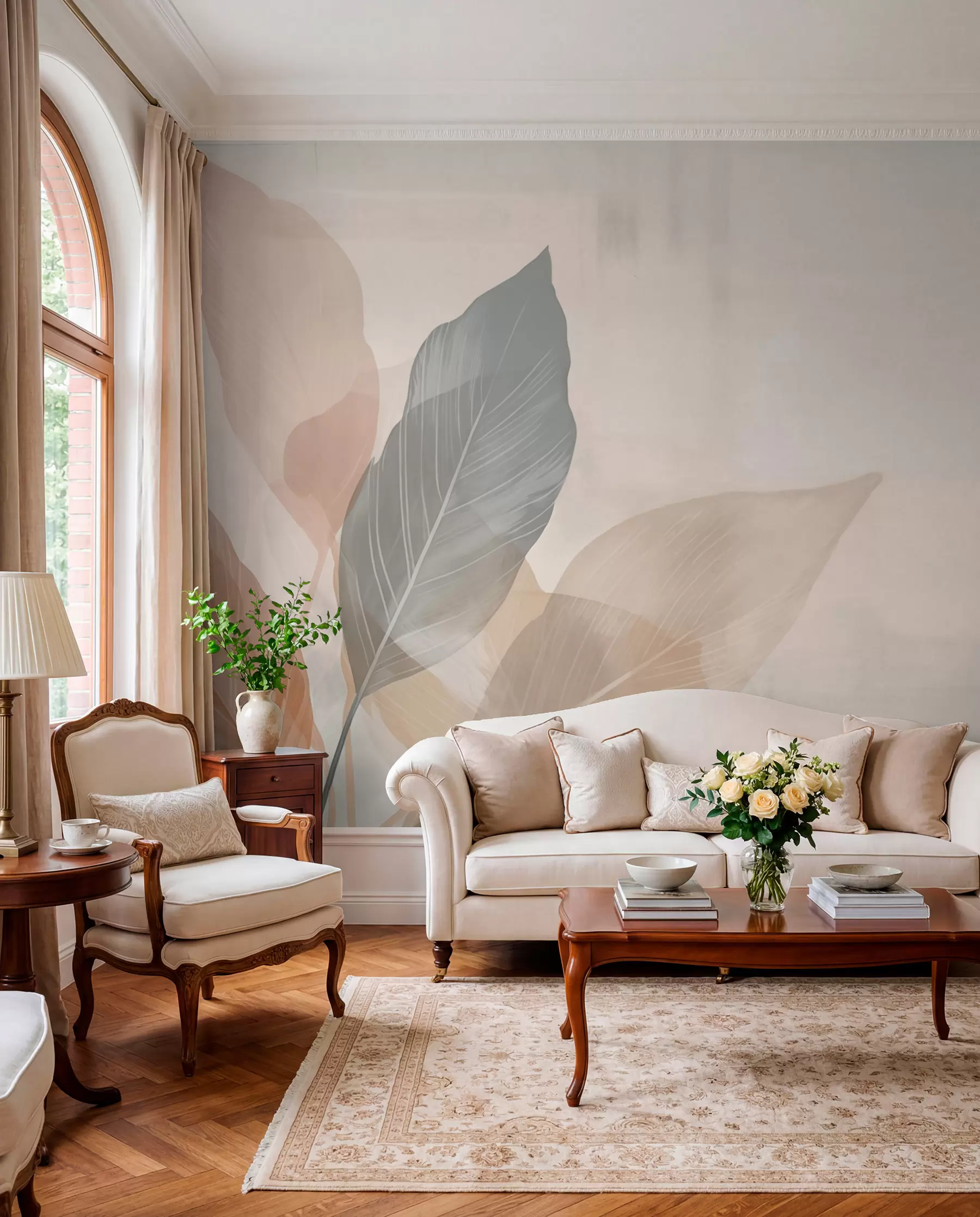 murales de pared Siluetas de hojas suaves w02190