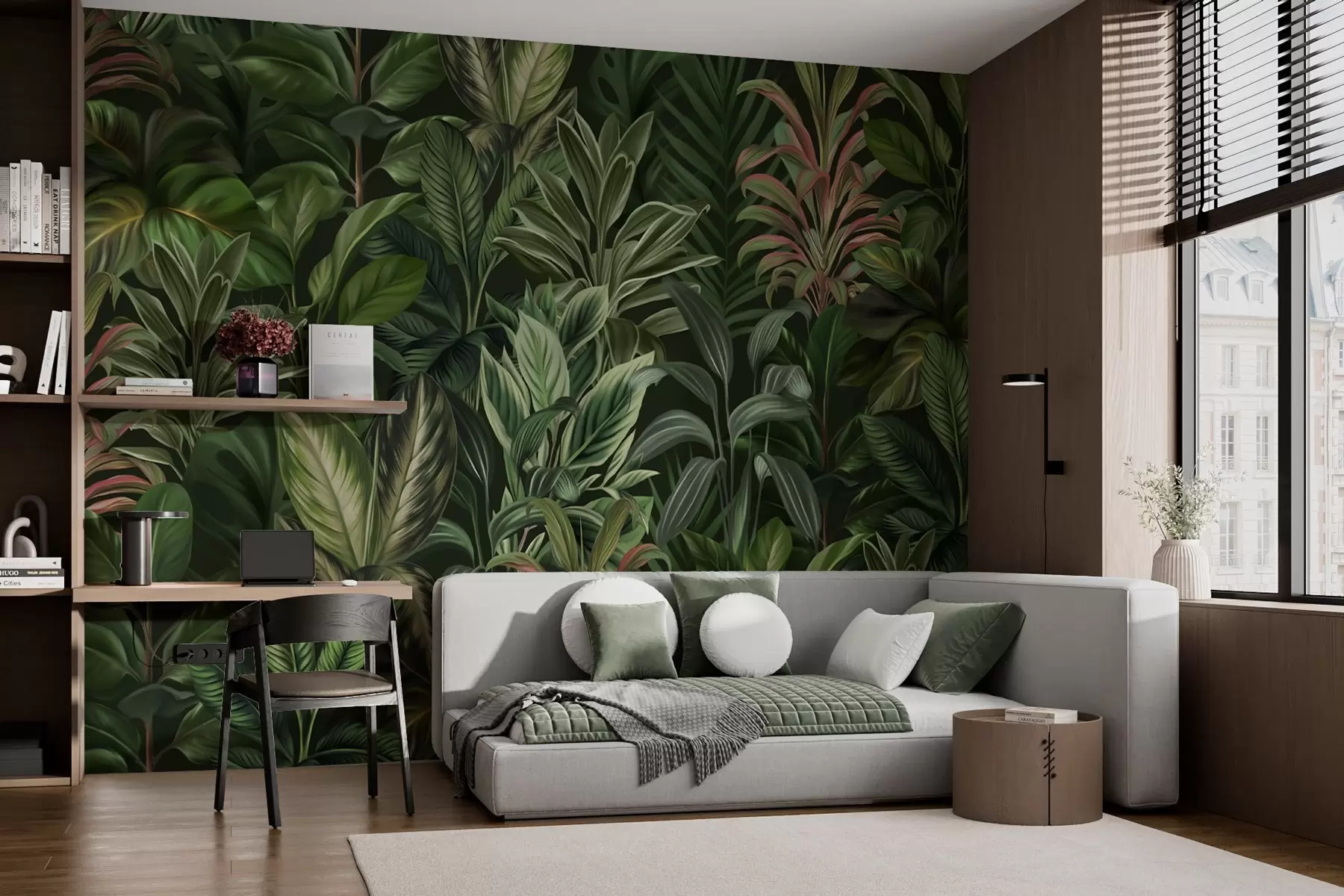 murales de pared Espeso follaje tropical verde w02126