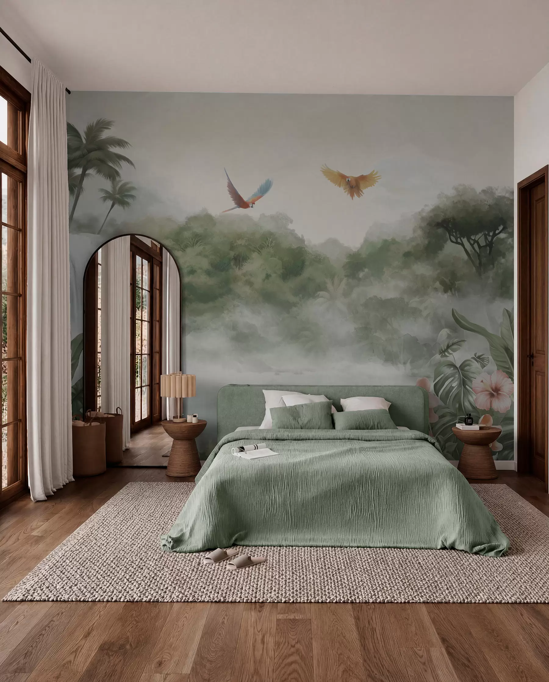 murales de pared Laguna de loros w02127