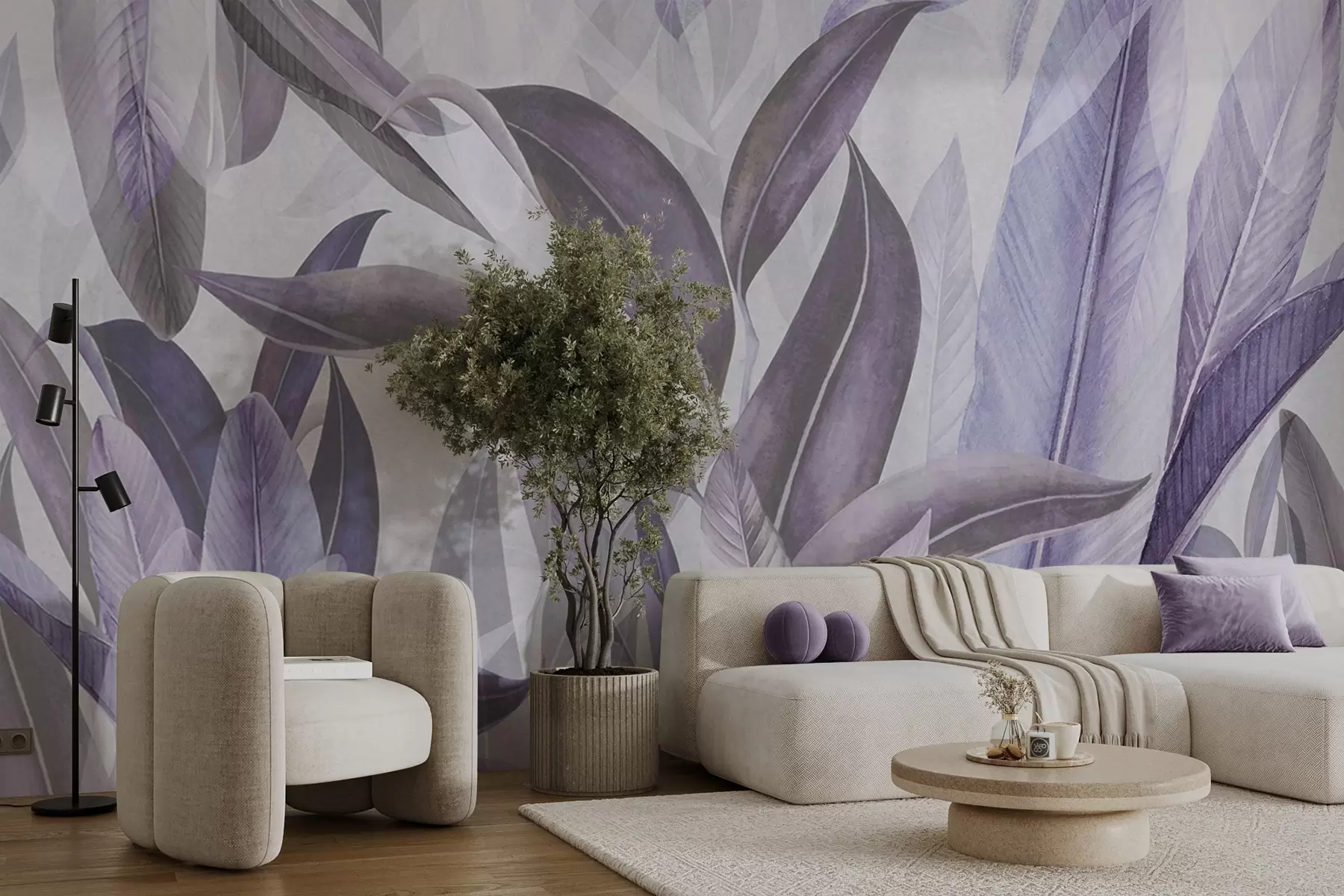 murales de pared Hojas elegantes en tonos suaves u94302v2