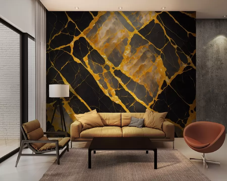 murales de pared Llamativo contraste de negro y naranja u94111