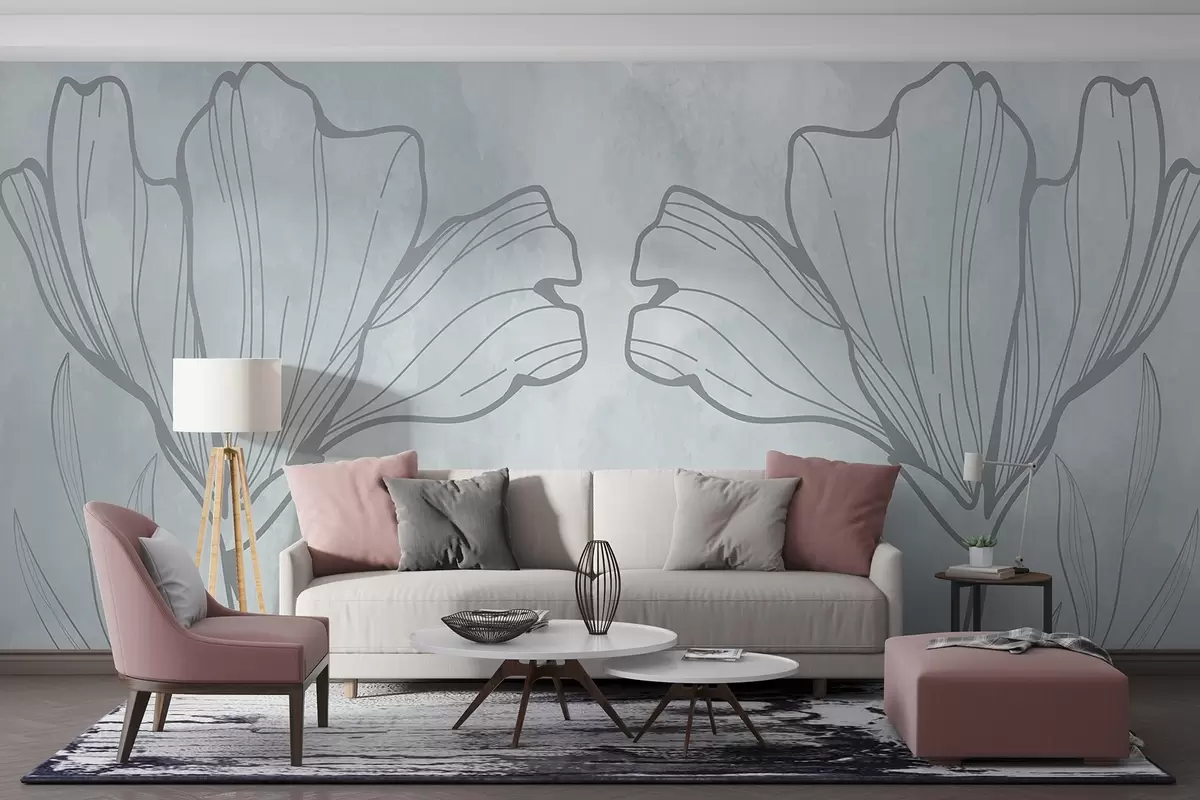murales de pared Flores delicadas sobre un fondo suave w00519v2