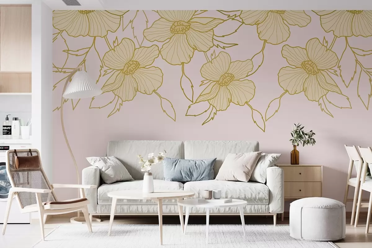 murales de pared Delicadas flores sobre un fondo de suaves tonos pastel w00926v1