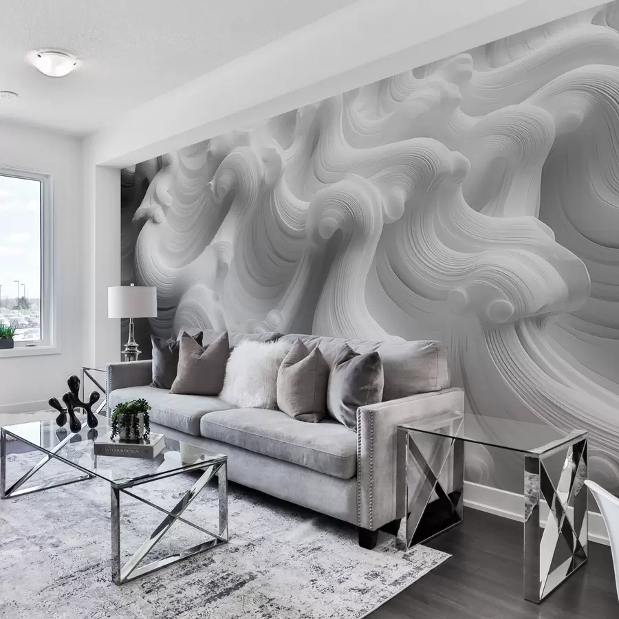 murales de pared Ondas blancas en relieve w02235