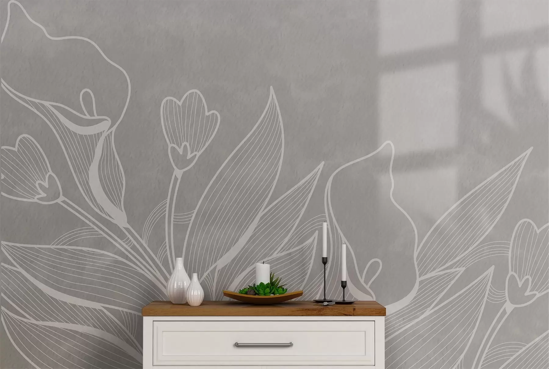 murales de pared Boceto de flores w02220