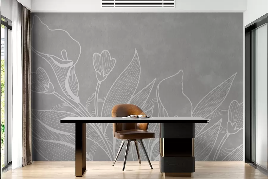 murales de pared Boceto de flores w02220