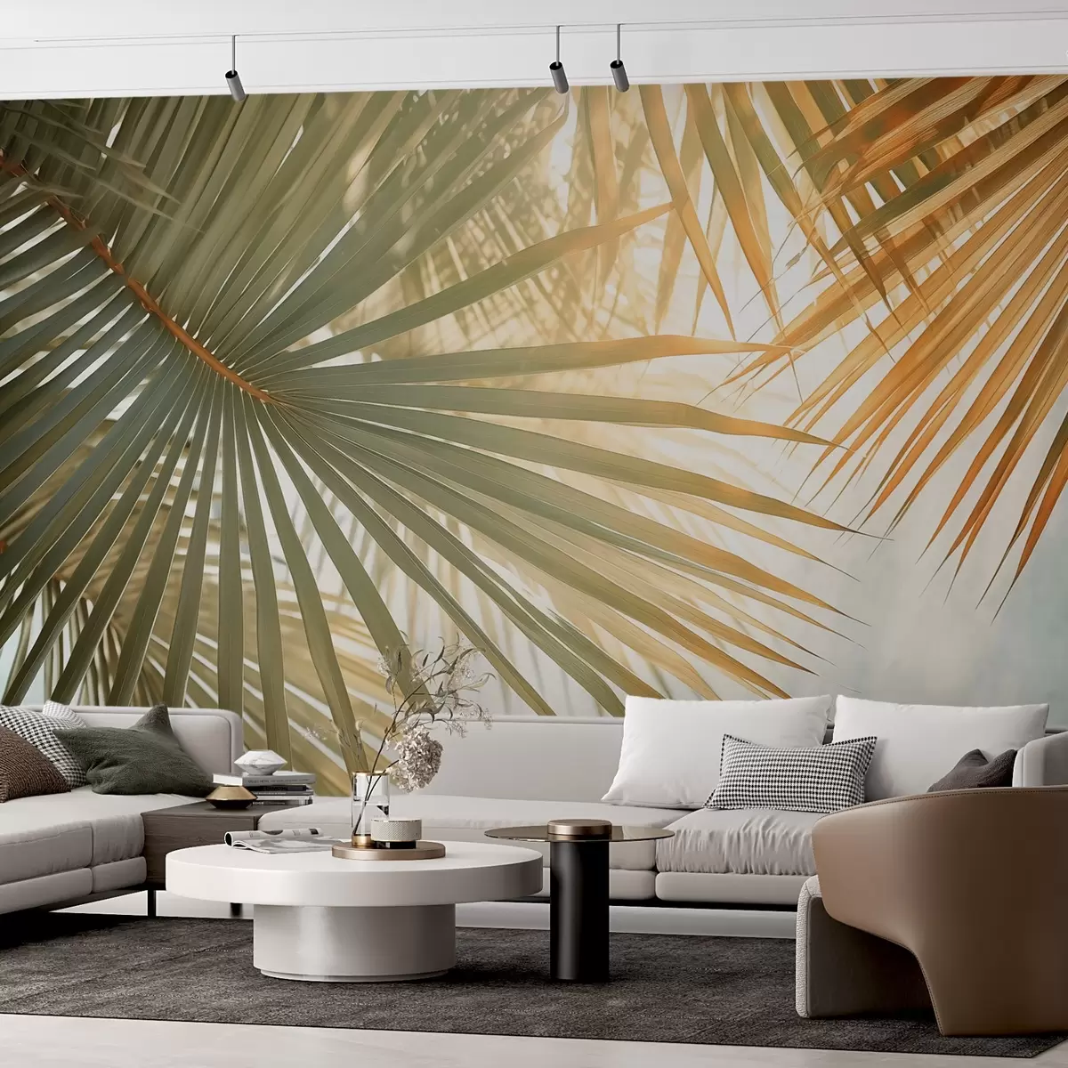 murales de pared Primer plano de una hoja de palmera tropical w02230