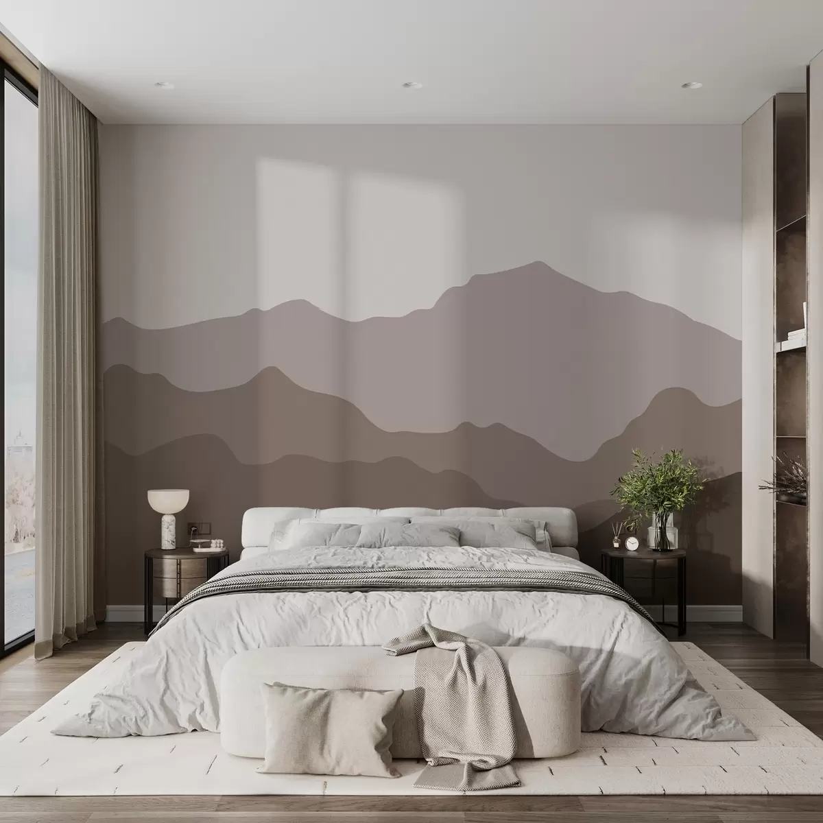 murales de pared Montaña coloreada en tonos marrones w02244v2