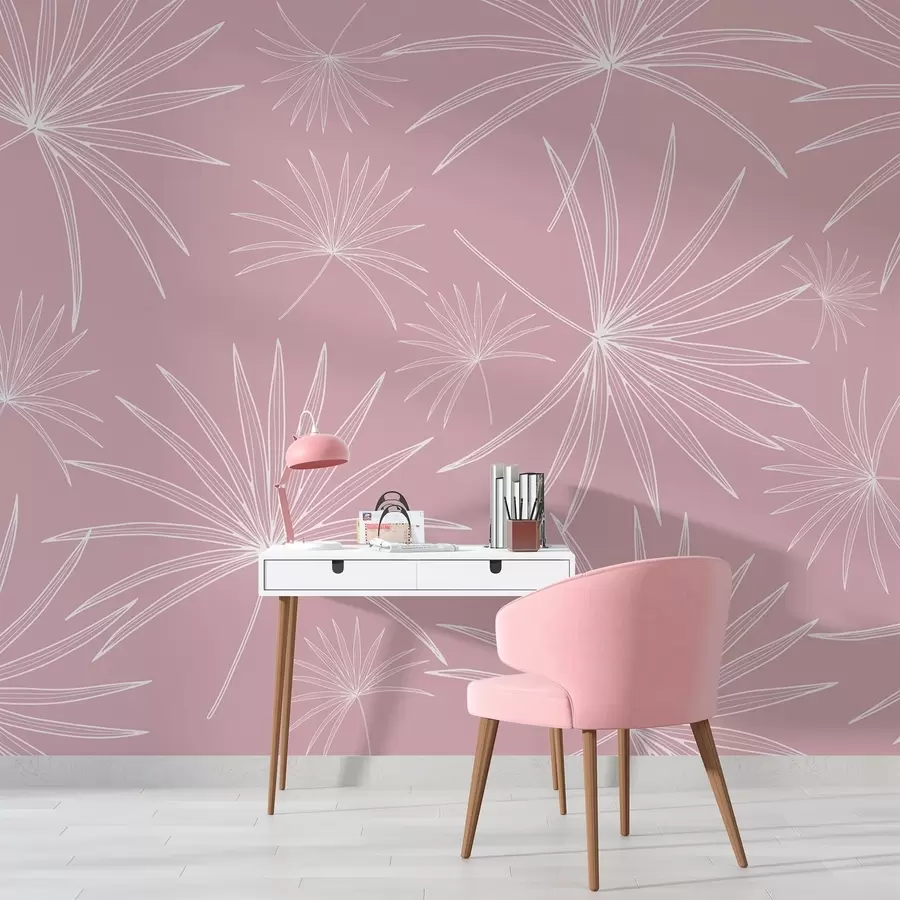 murales de pared Imágenes esquemáticas de hojas de palmera w02257v2