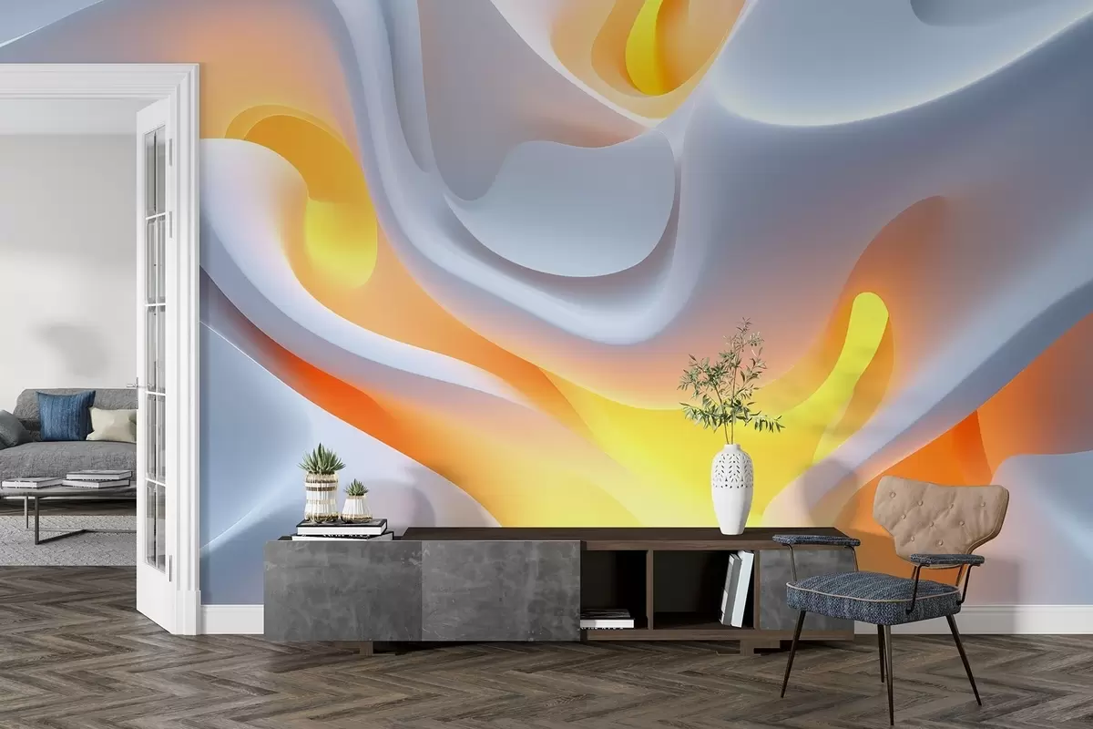 murales de pared Ondas urbanas abstractas con resplandor interior simulado w02249