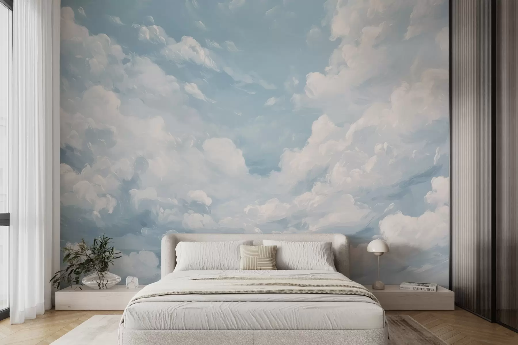 murales de pared Cielo azul con pinceladas simuladas de óleo w02313