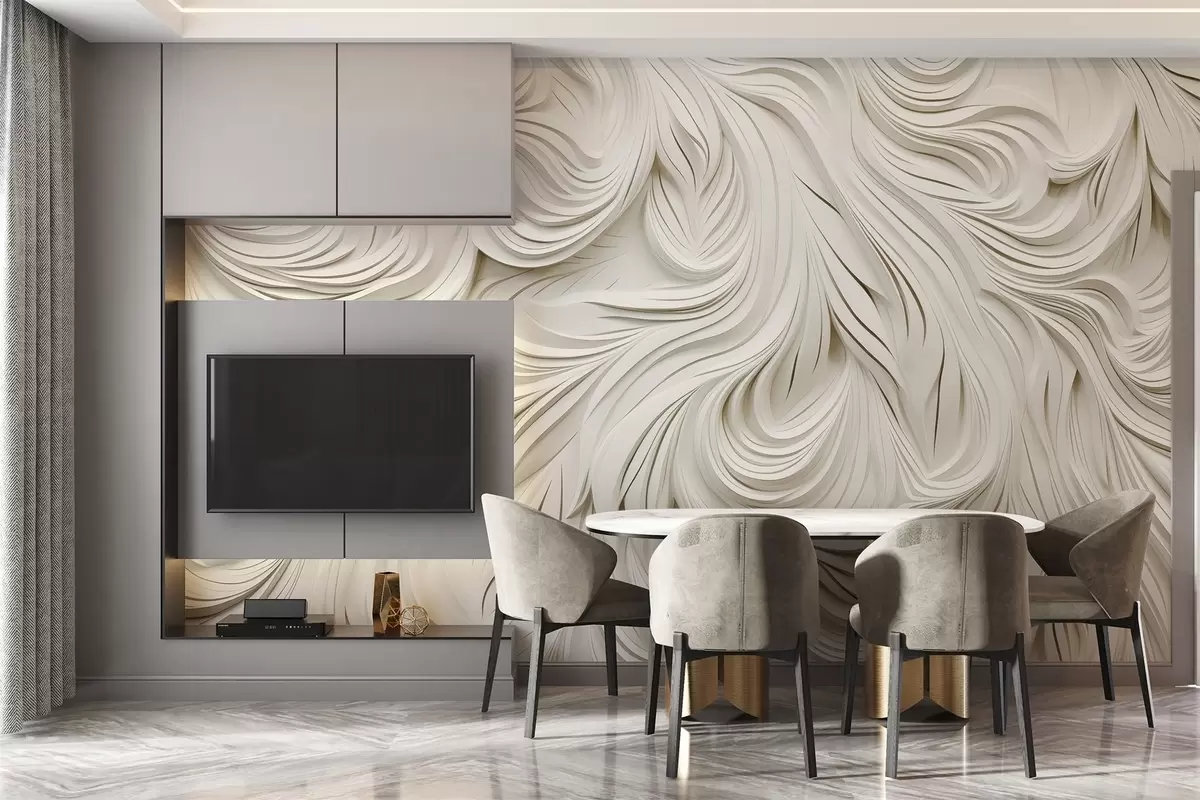 murales de pared Motivo volumétrico en la pared en colores vivos w02010