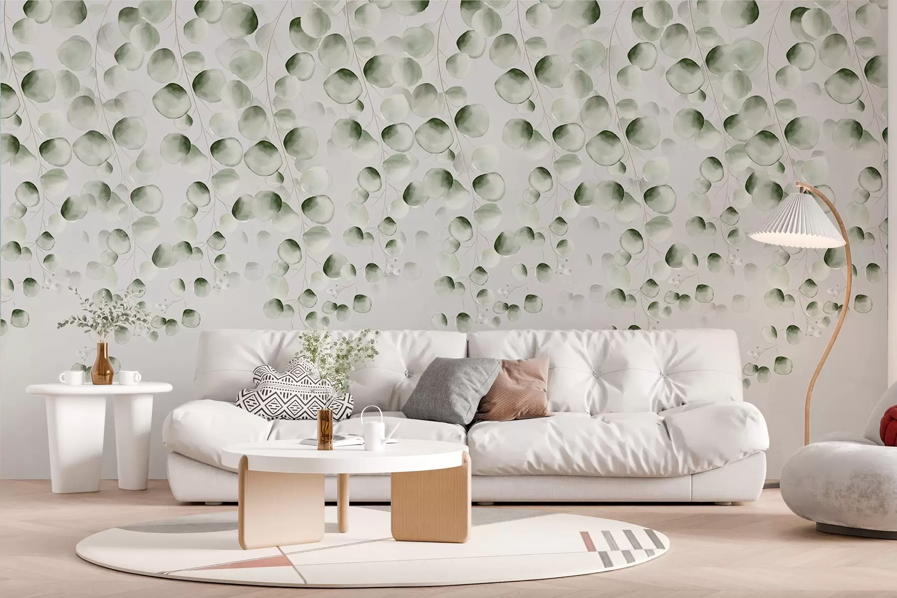 murales de pared Hojas verdes en la parte superior w02390