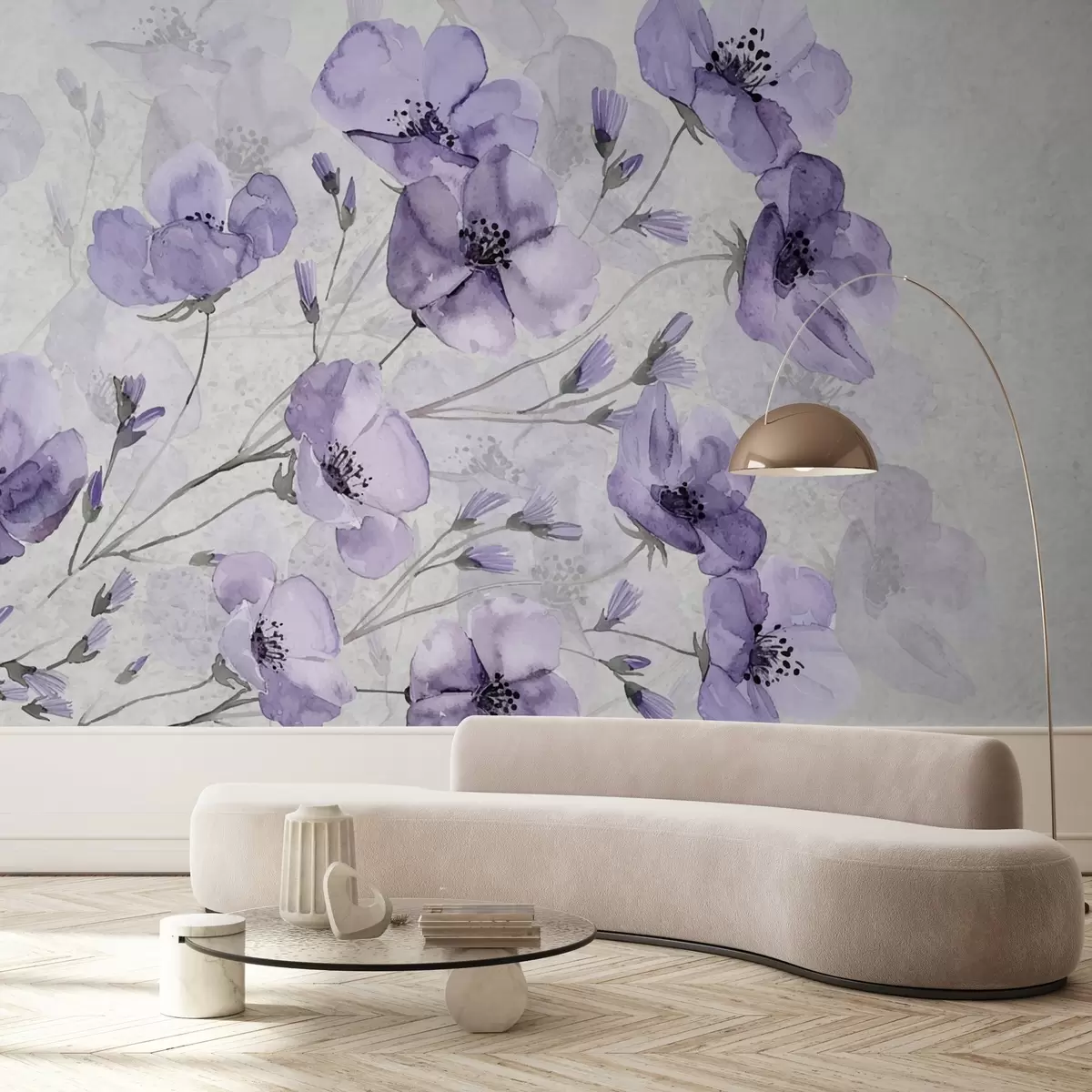 murales de pared Arreglo de flores moradas w02393v1