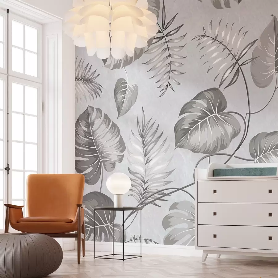 murales de pared Patrón con hojas tropicales w02300