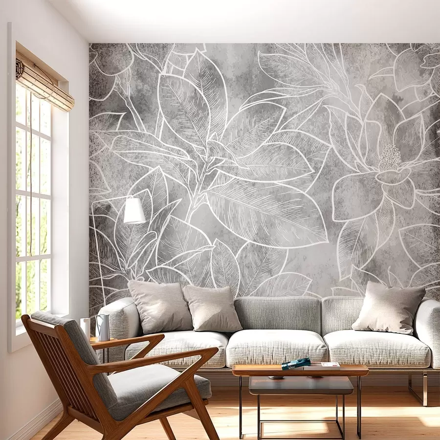 murales de pared Hojas de contorno sobre fondo texturizado w02306v2