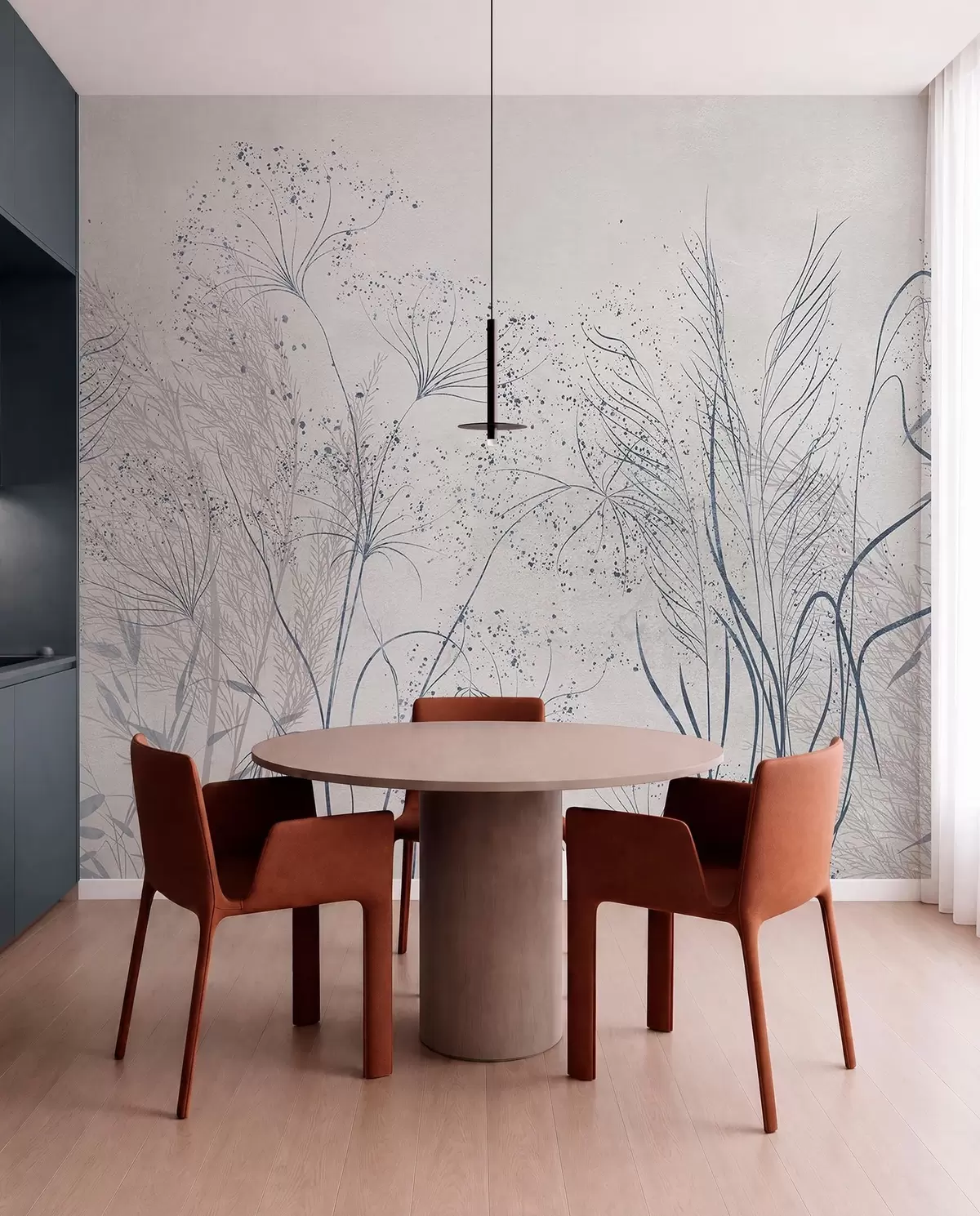 murales de pared Dibujo botánico en gris w08441v1