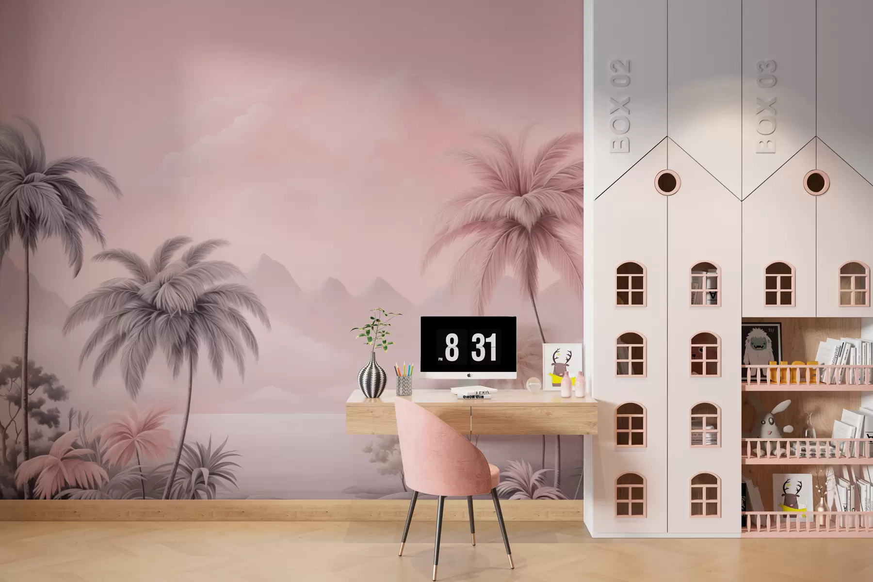 murales de pared Trópicos rosas w02253