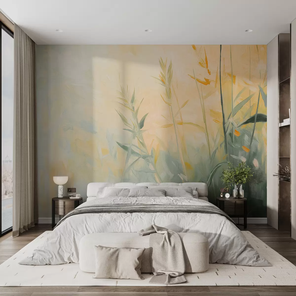 murales de pared Caña abstracta al estilo de la pintura acrílica w08457