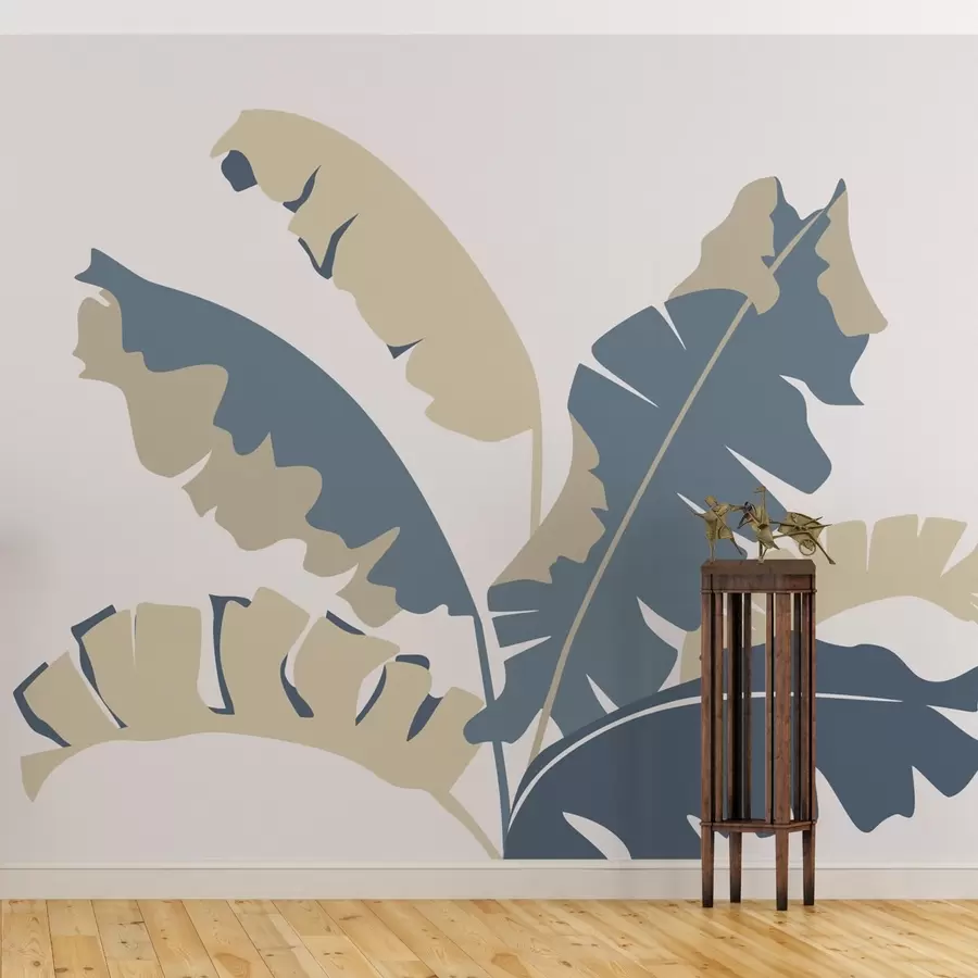 murales de pared Hojas tropicales color azul w02424v2