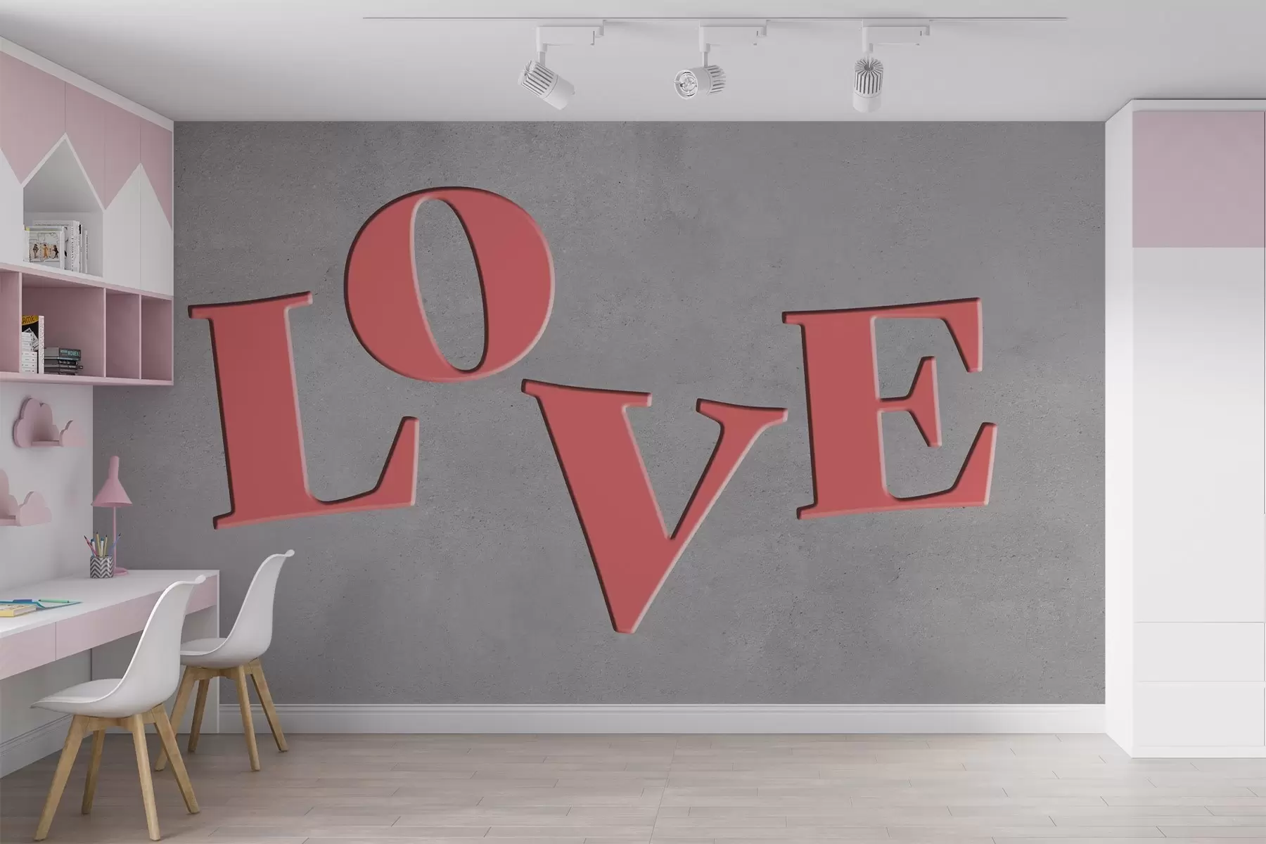 murales de pared Letras amor en la textura de la pared de imitación de fondo w02428