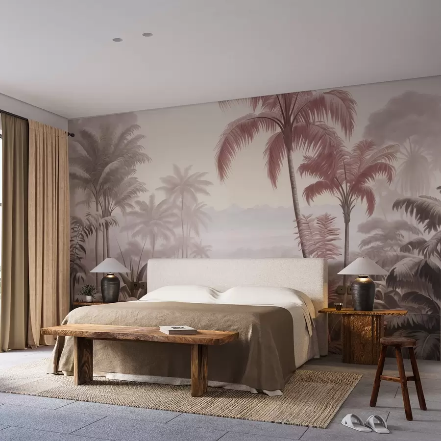 murales de pared Paisaje tropical en estilo vintage w02439