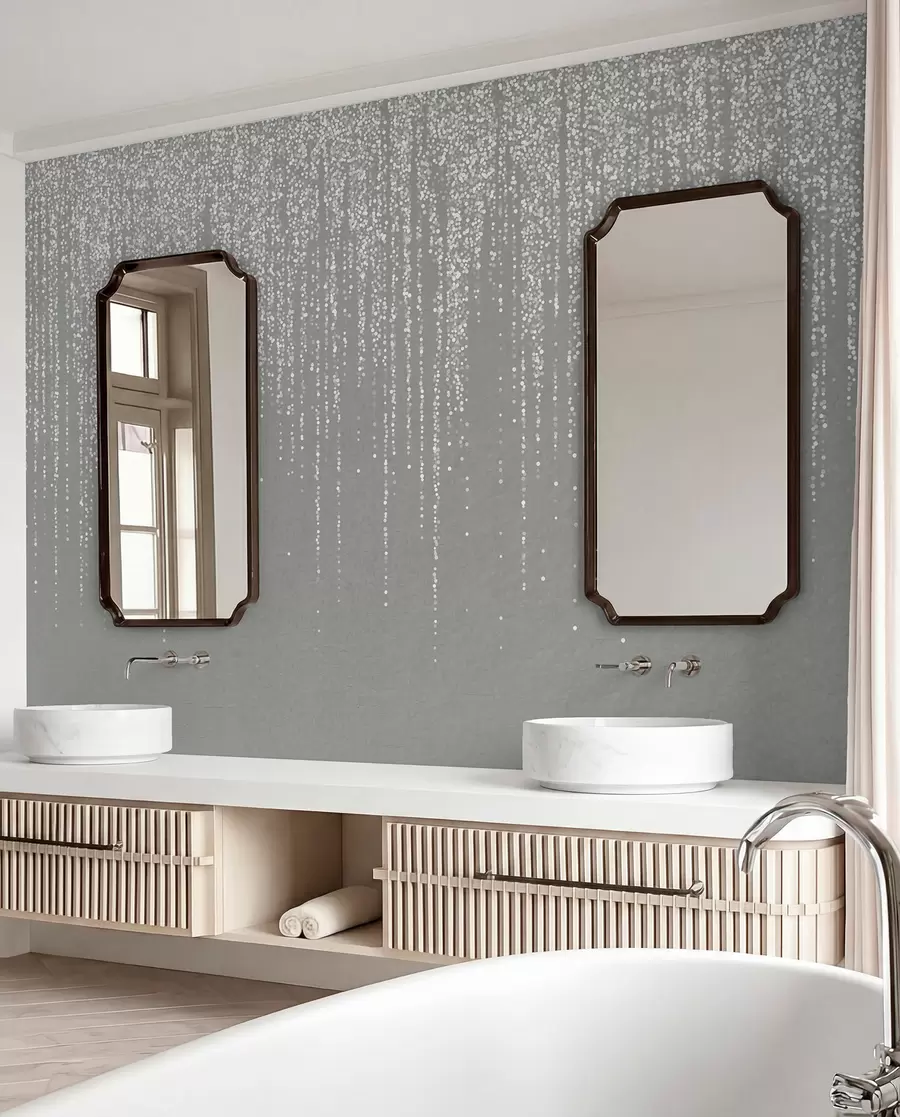 murales de pared Lluvia de cuentas sobre gris w08470v1