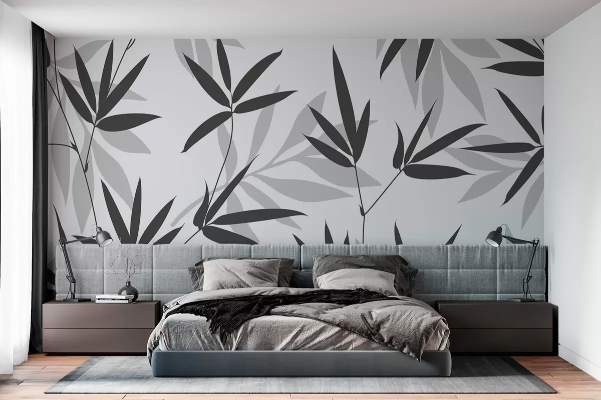 murales de pared Siluetas de hojas de bambú w02460