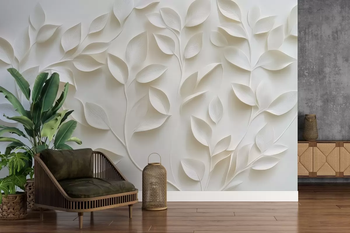 murales de pared Ramas voluminosas con hojas w02504