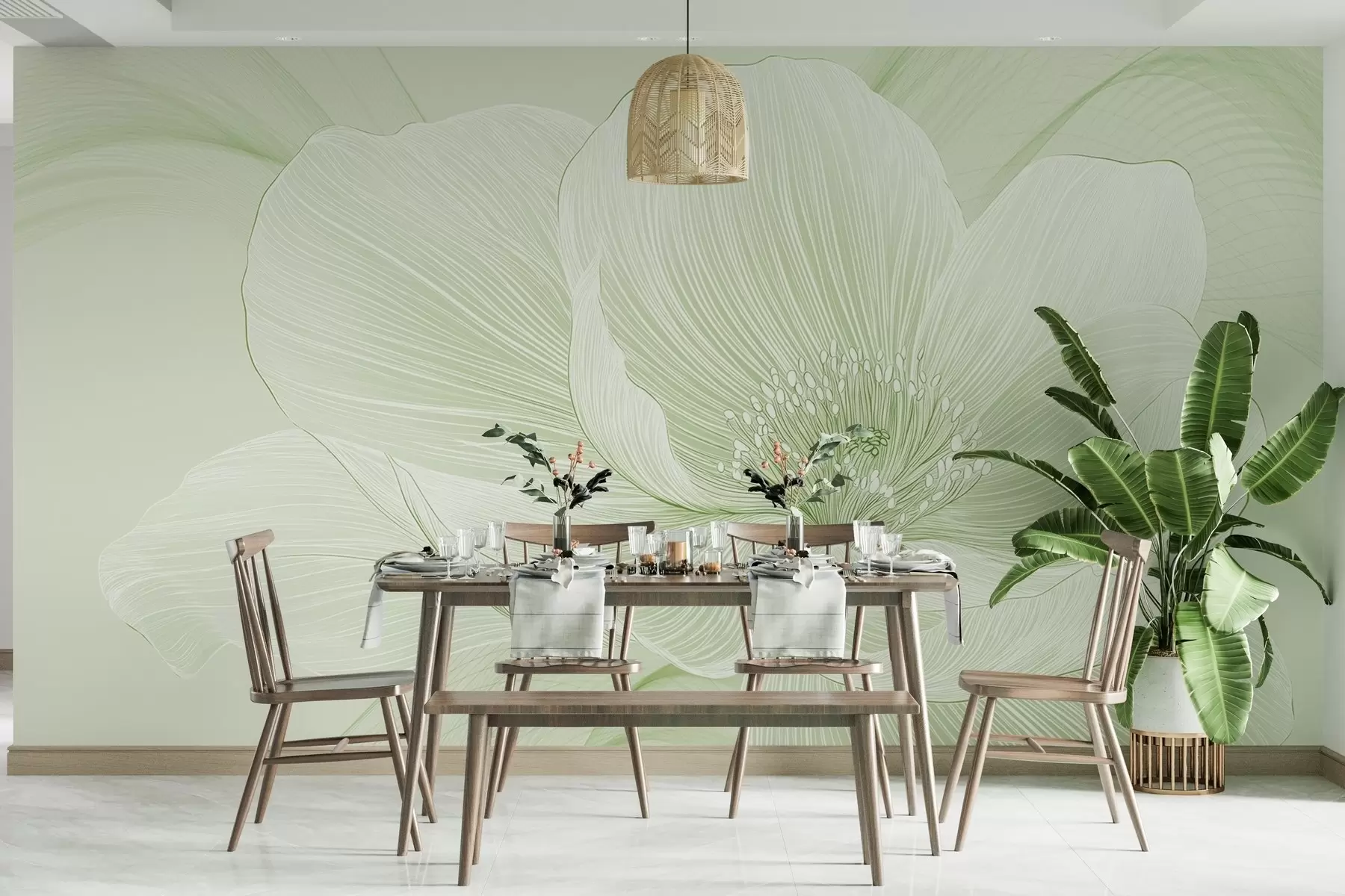 murales de pared Flor grande dibujada w02511v3
