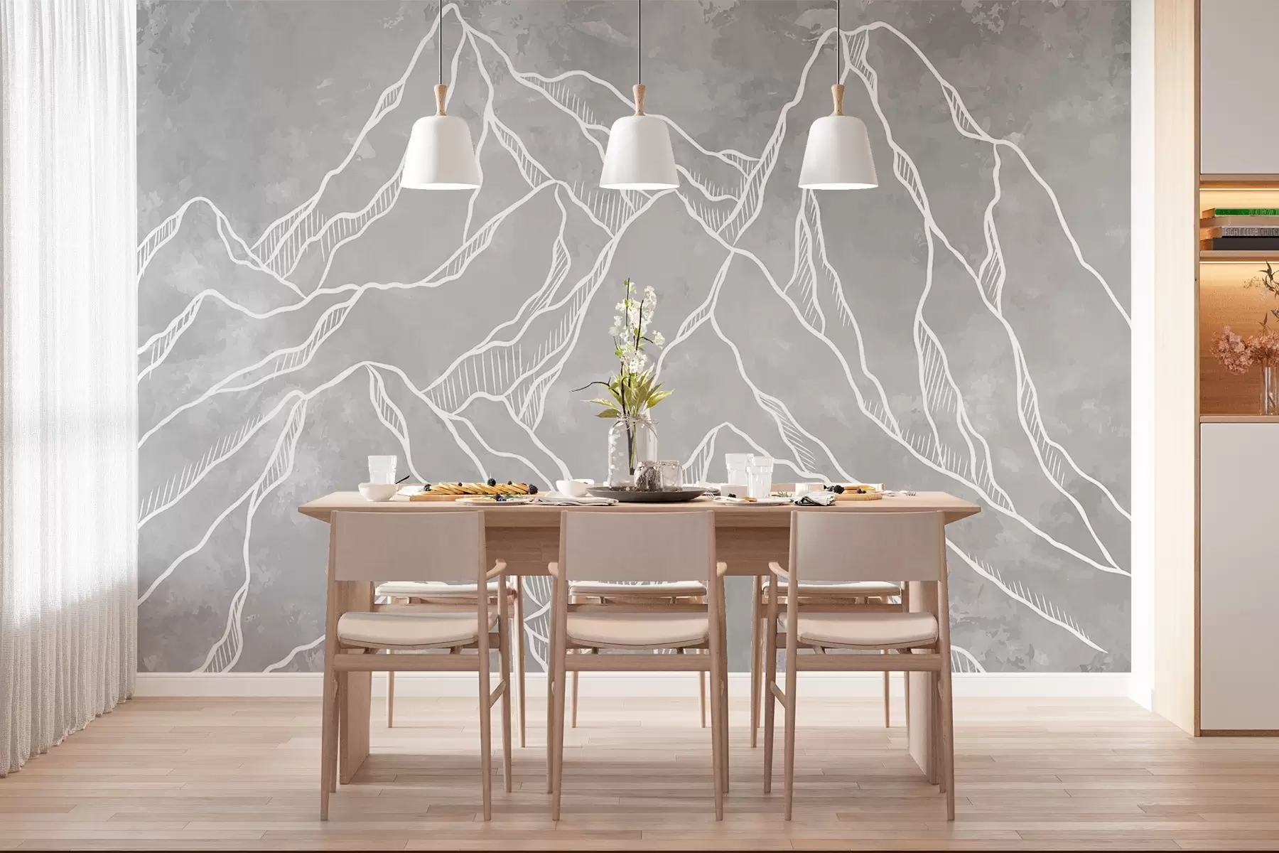murales de pared Representación esquemática de los picos de las montañas w02524