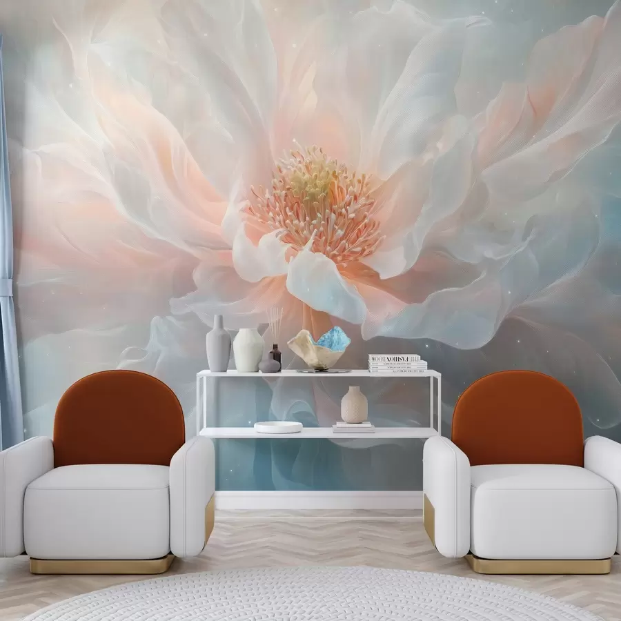 murales de pared una pintura de ensueño y etérea de una flor grande y delicada en suaves tonos pastel w02545