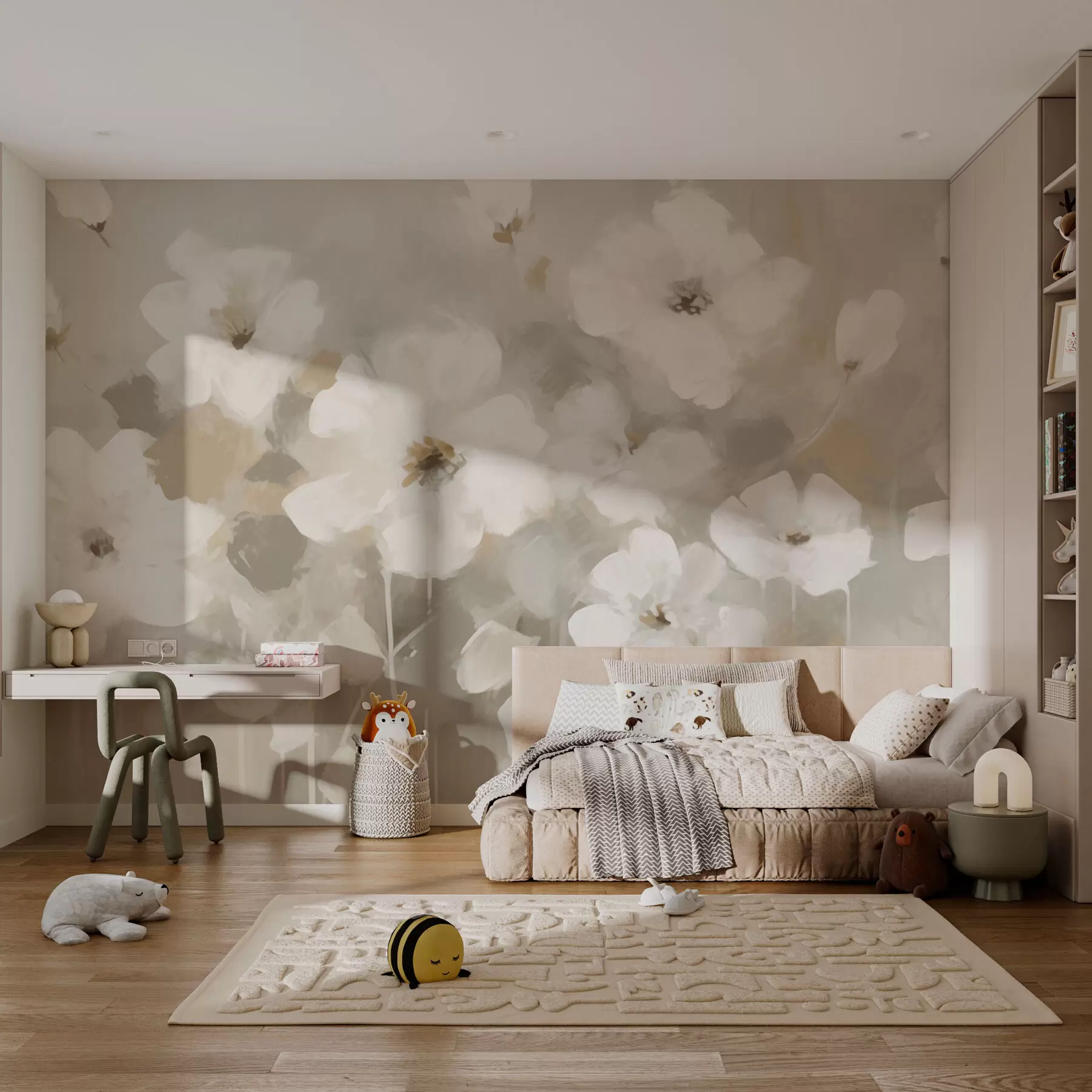 murales de pared Delicadas flores blancas w08542