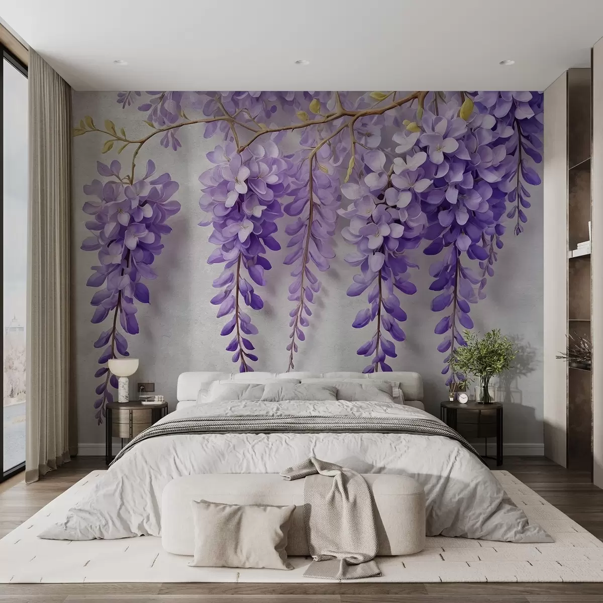 murales de pared Exuberante ramo de flores en una pared en estilo acuarela w02611