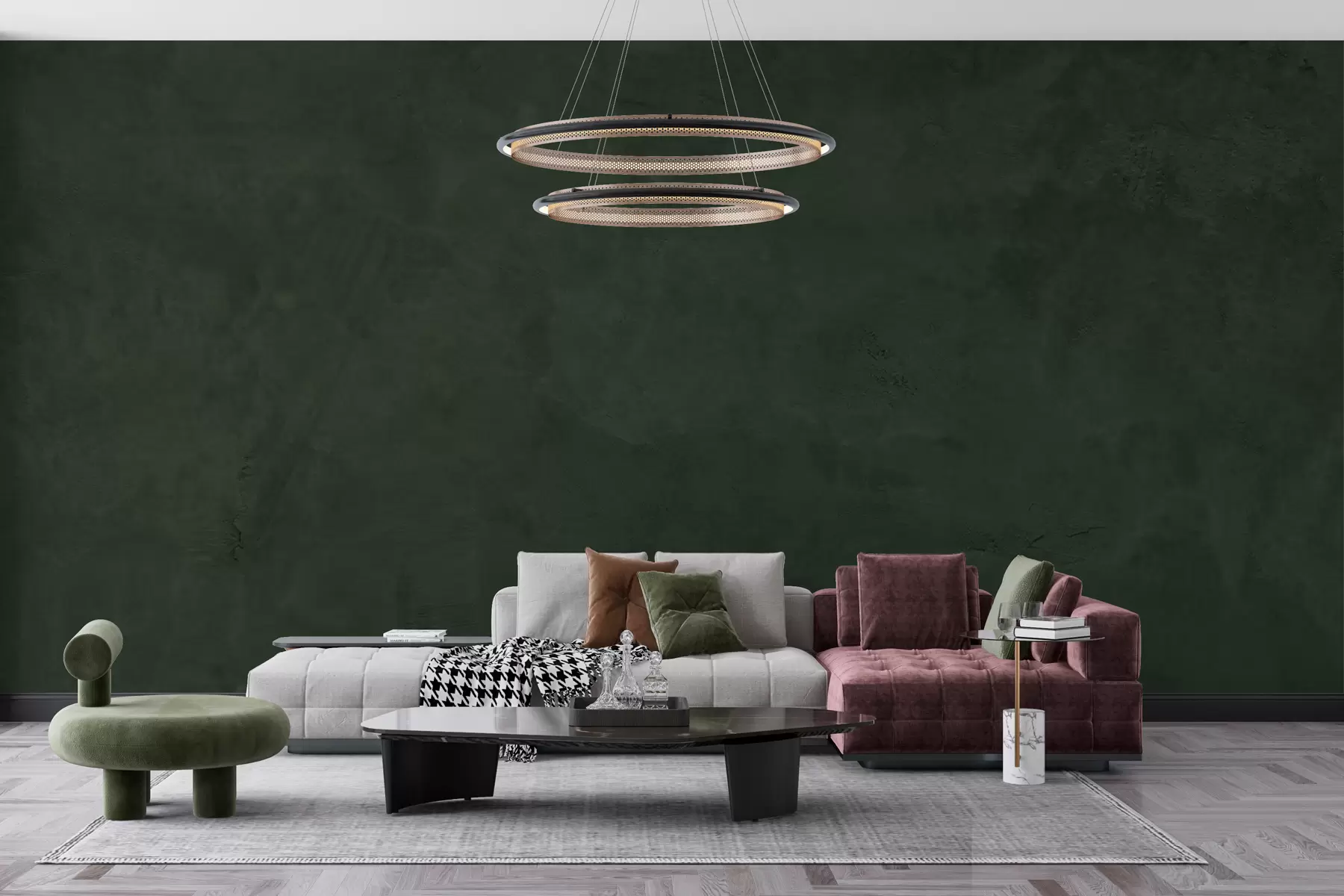 murales de pared Fondo verde con efecto de muro de hormigón w02553v1