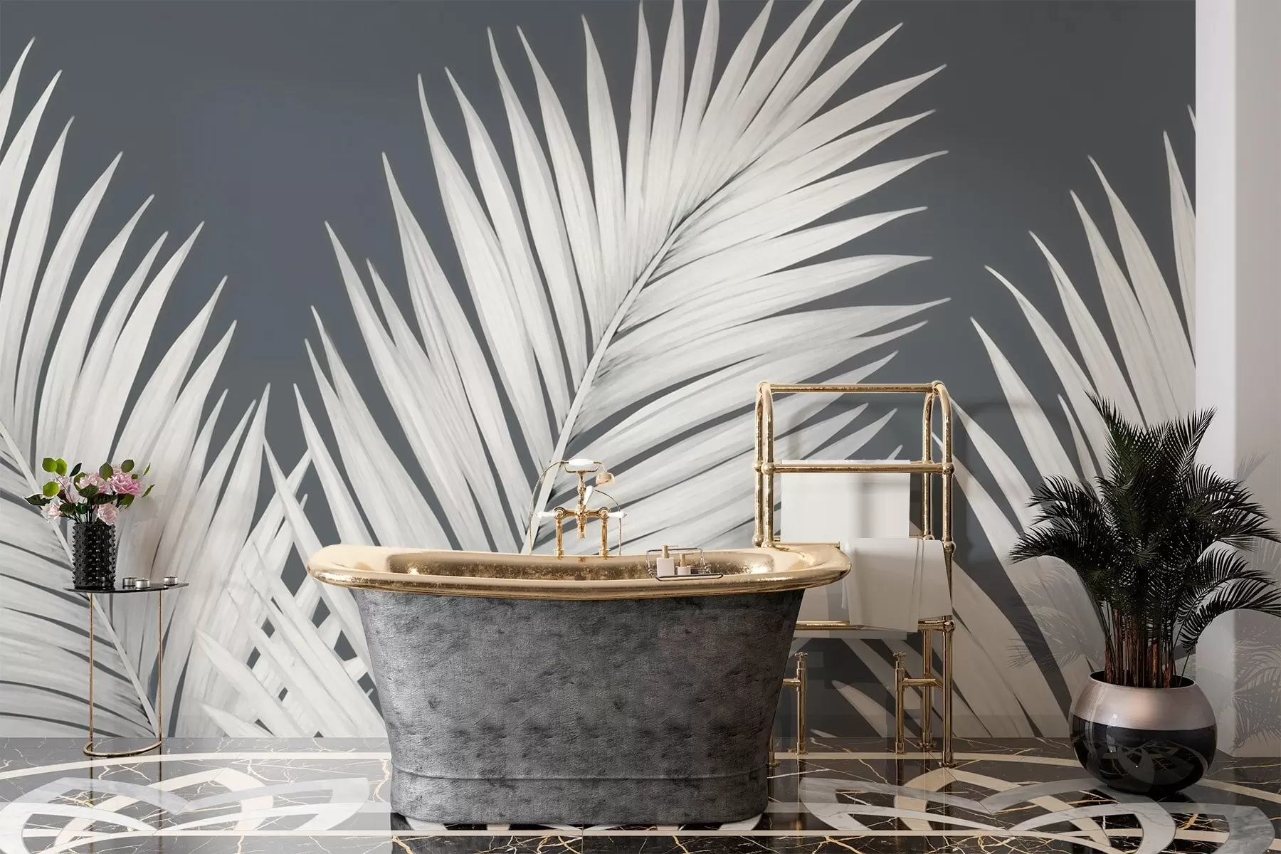 murales de pared Hojas de palmera con follaje w02569