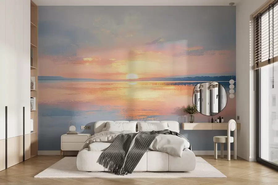 murales de pared Puesta de sol sobre el horizonte marino w08570