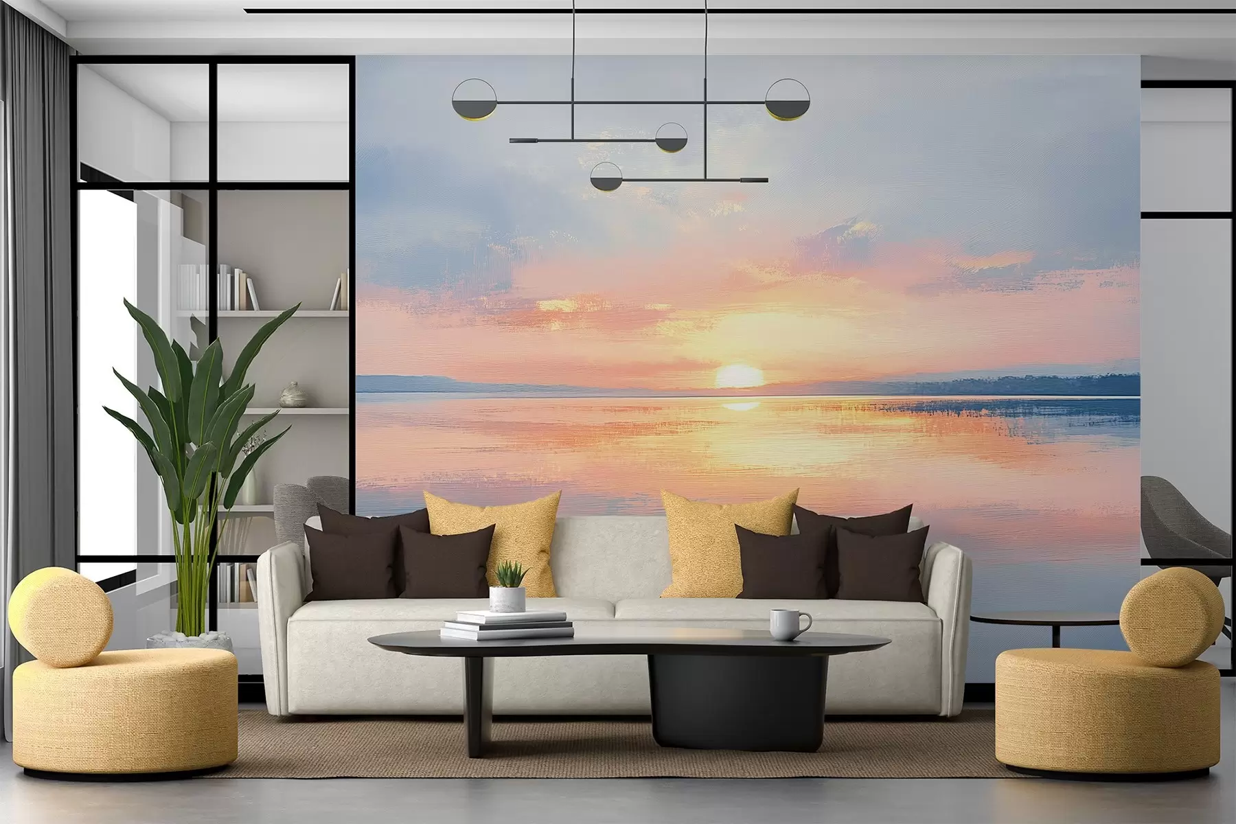 murales de pared Puesta de sol sobre el horizonte marino w08570