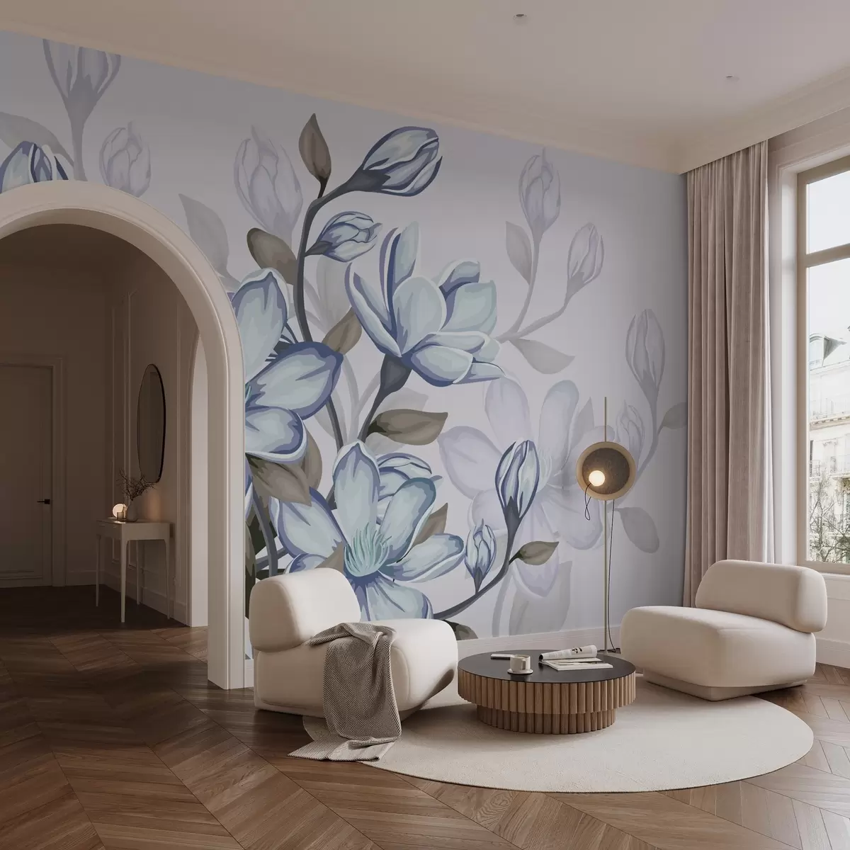 murales de pared grandes flores azules w02663v1