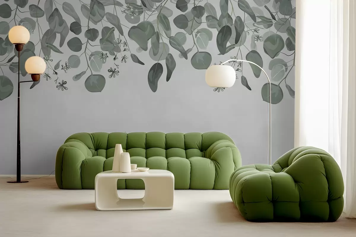 murales de pared las hojas de arriba son verdes w02668v1