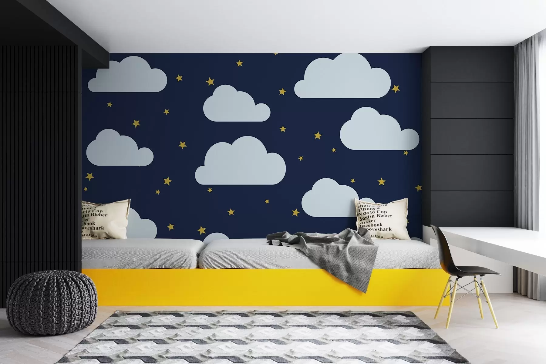 murales de pared Cielo estrellado en tinte azul w02649v2